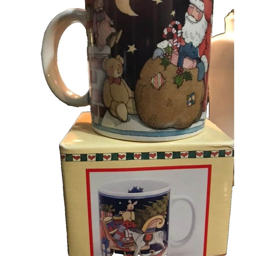 Susan Winget Christmas Mug 1993 Santa on Rooftop oz Cup 5455 NIB VTG